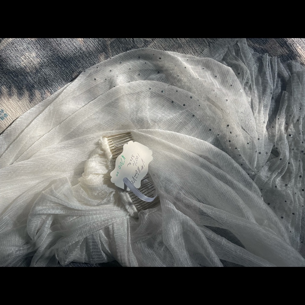 100% pure silk rhinestone veil